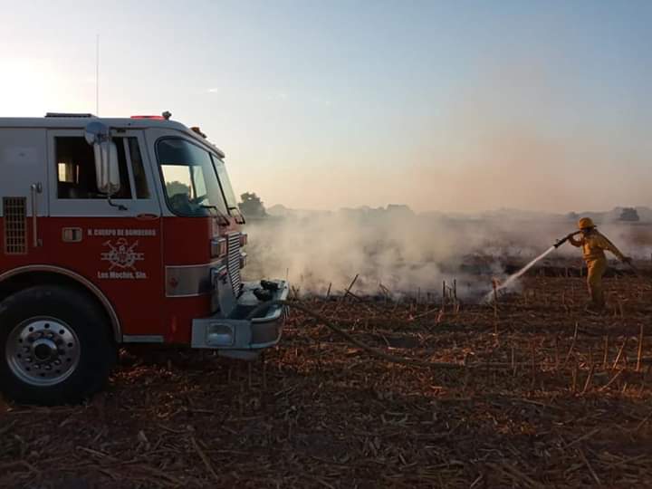 bomberos,mochis,apagando, incendio