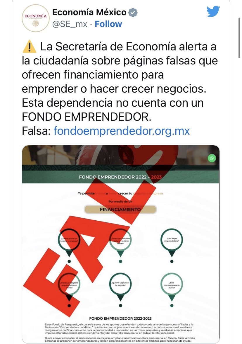 alerta, Fraude, Secretaría de Economía