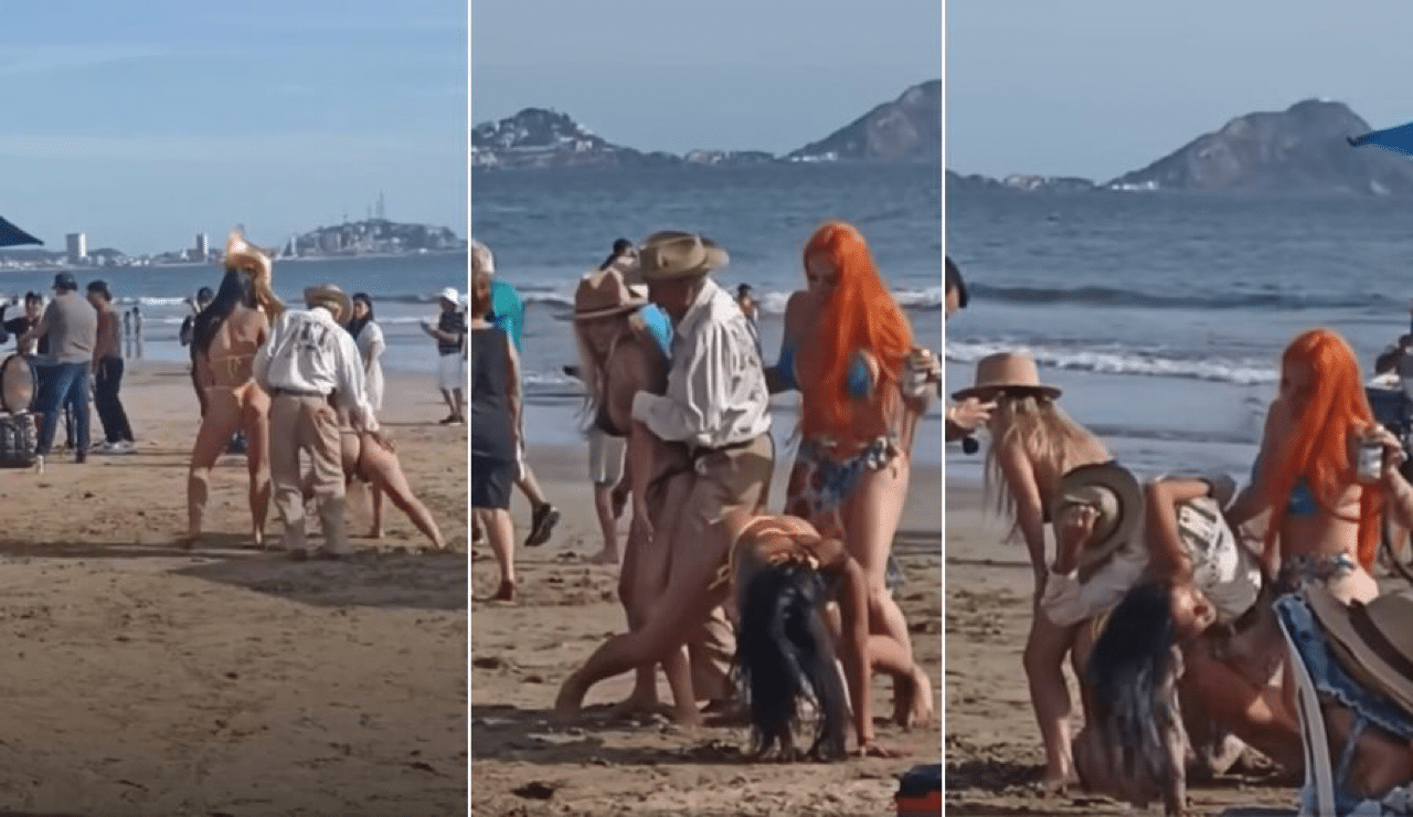Mazatlán, Mujeres bailan, Playa