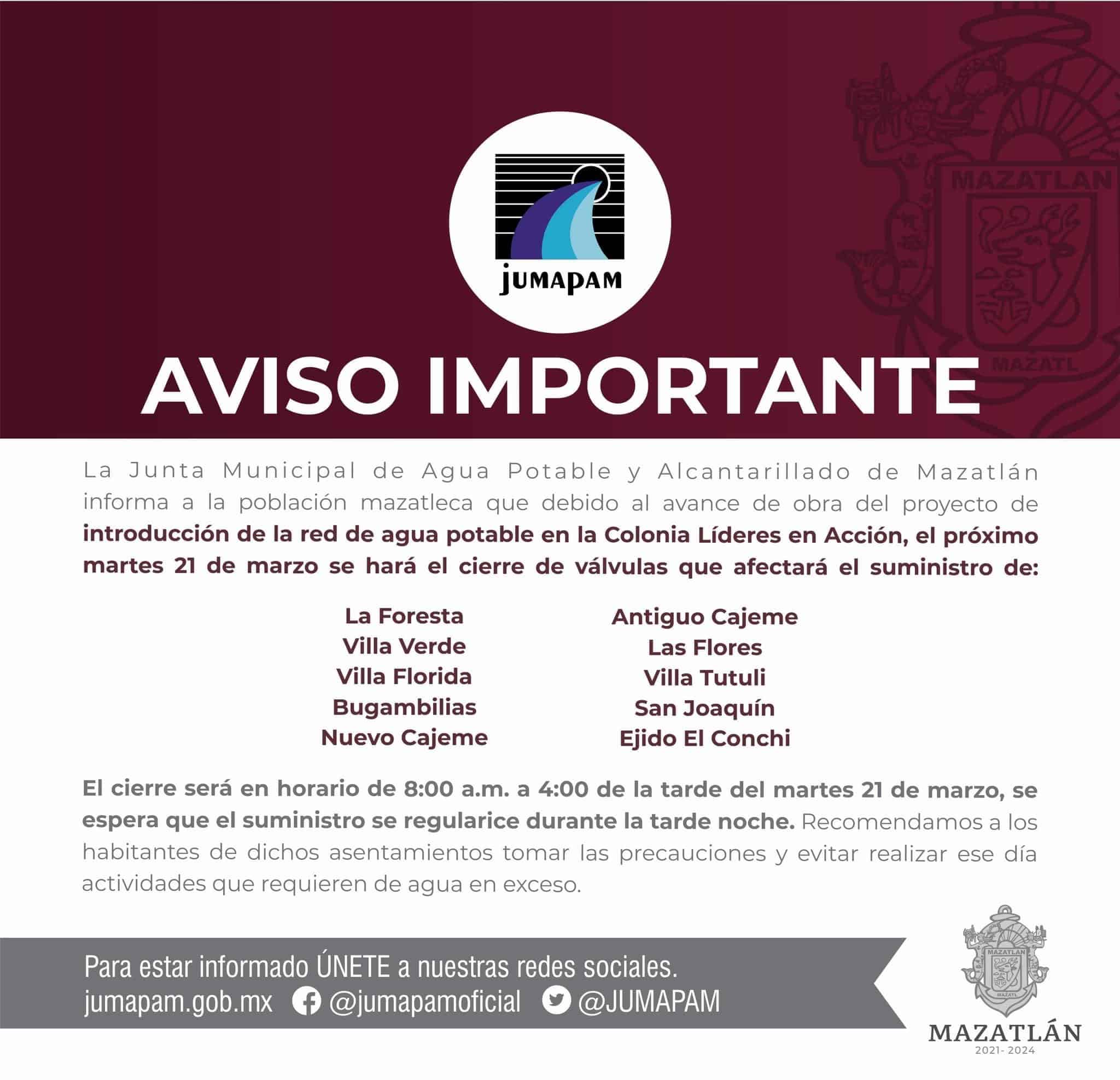 agua potable, jumapam, Mazatlán