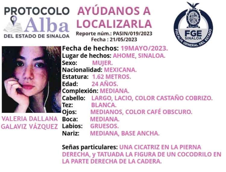 ahome, Joven desaparecida, Valeria Dallana