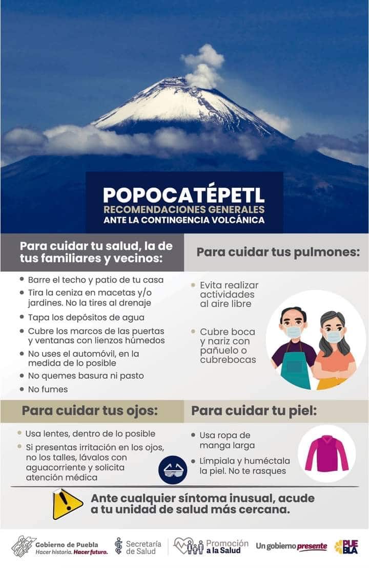 Alerta salud, Volcán Popocatépetl