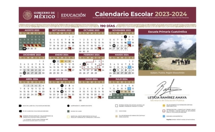 Calendario escolar, ciclo escolar, SEP