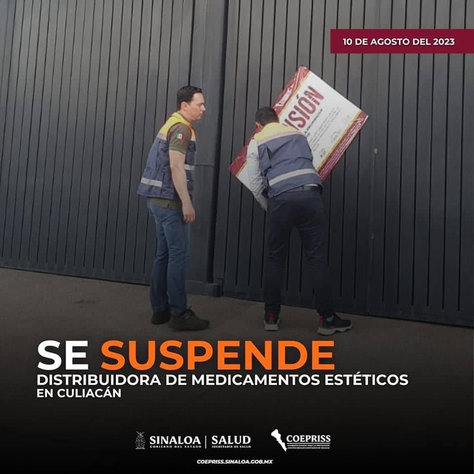 COEPRISS, Culiacán, productos estéticos, suspensión