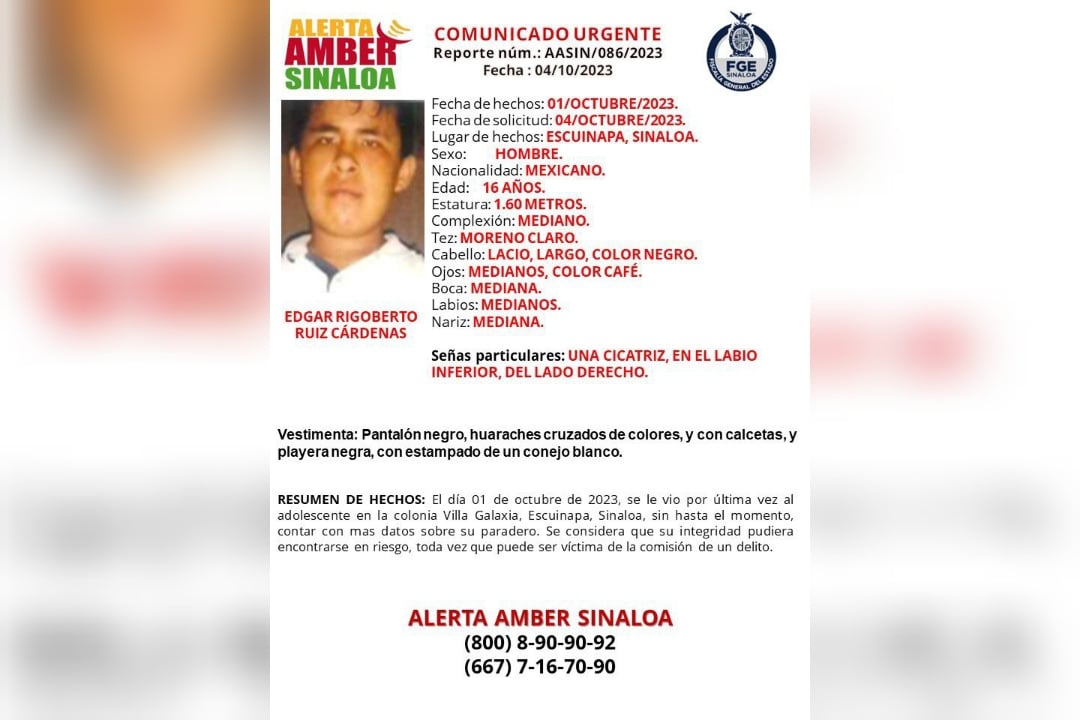 desaparecido, Escuinapa, Menor