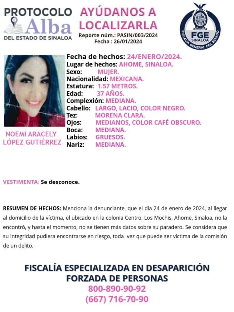 Desaparecida, joven, Los Mochis