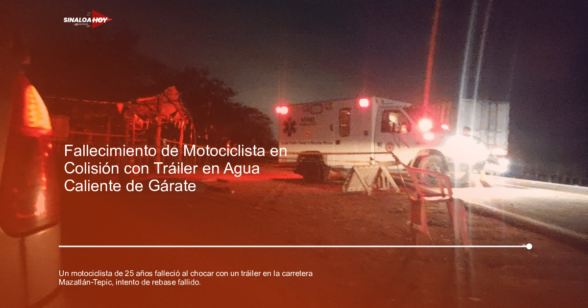 Accidente de tráfico, Carretera Mazatlán-Tepic, fatalidad, investigación policial., joven motociclista