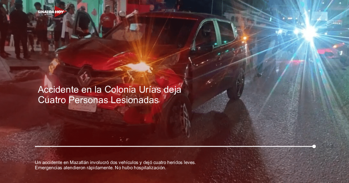. Mazatlán, accidente vial, lesión leve, señales de tránsito, servicios de emergencia.