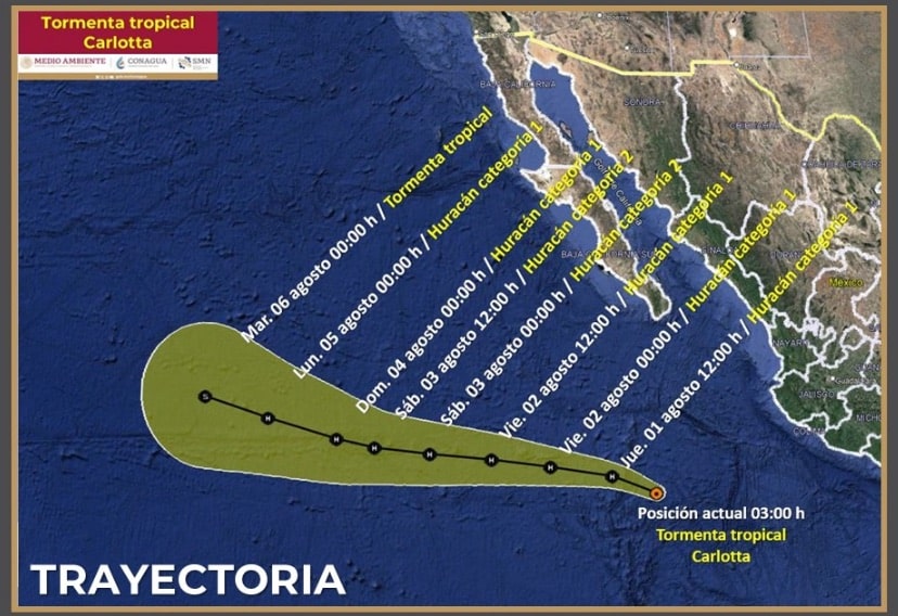 Carlotta, clima, Lluvias