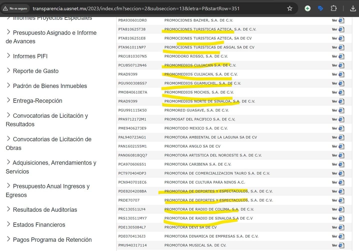 medios de comunicación, Proveedores, Recursos Públicos., transparencia, UNIVERSIDAD AUTÓNOMA DE SINALOA