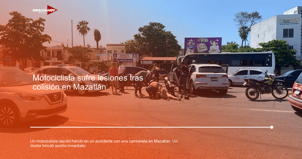 . Mazatlán, Accidente de tráfico, colisión vehículo, incidente vial, Motociclista herido