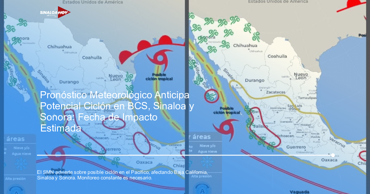 Baja California, ciclon, oceano pacifico, pronóstico meteorológico, SMN.