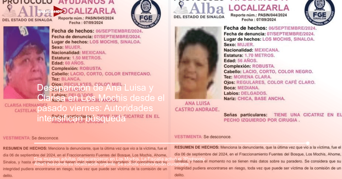 Accidente Los Mochis, alerta de seguridad, cincomujeres, desaparicion, protocolo Alba