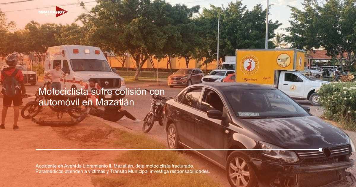 Accidente de tráfico, atención médica, joven motociclista, Mazatlán, Tránsito municipal