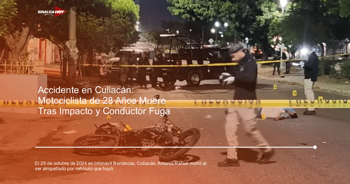 Policías investigan escena de accidente de motocicleta en Infonavit Barrancos, Culiacán.