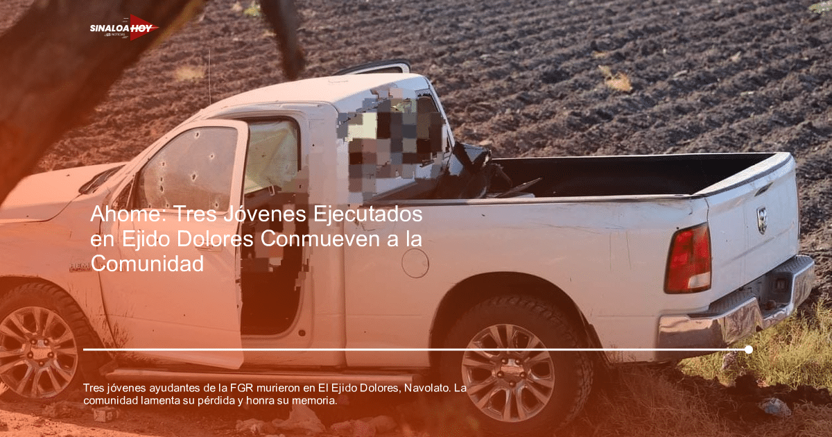 Camioneta blanca con disparos en ventanas en un campo agrícola