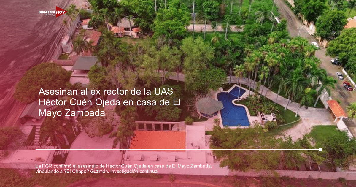 Vista aérea de una finca con áreas verdes y piscina en Culiacán, relacionada con el caso de Héctor Melesio Cuén Ojeda.