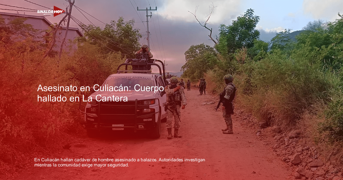 Soldados y vehículo de vigilancia en camino rural de Culiacán tras hallazgo de cuerpo