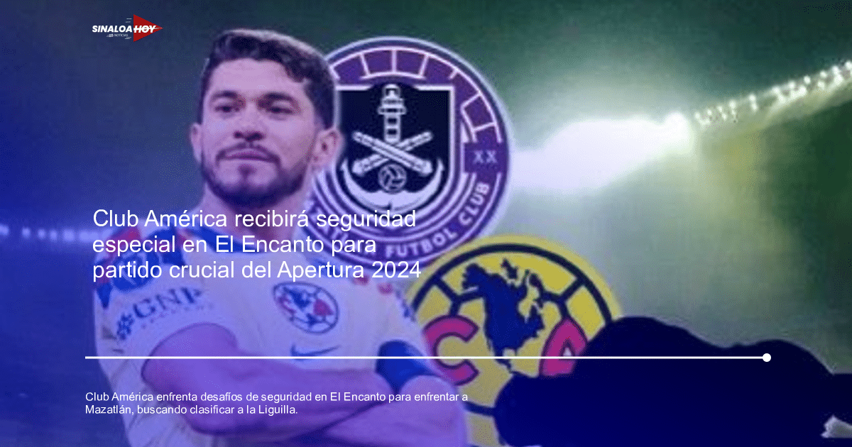 Jugador del Club América con uniforme amarillo en estadio iluminado, emblemas del Club América y Mazatlán Fútbol Club visibles.