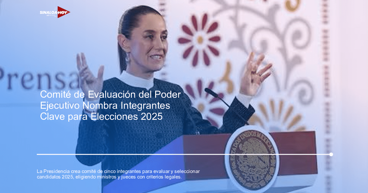 Oradora en podio durante conferencia de prensa sobre el Comité de Evaluación del Ejecutivo en México.