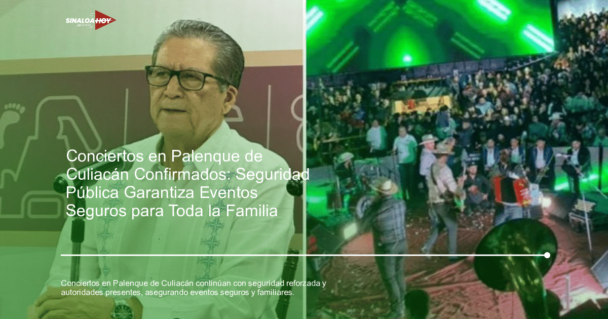 Hombre mayor en conferencia y concierto con luces verdes en el Palenque de Culiacán