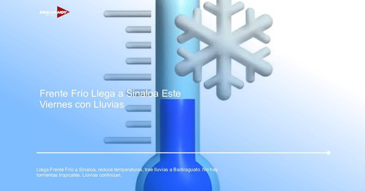 Termómetro gráfico con copo de nieve, representando el Frente Frío en Sinaloa.