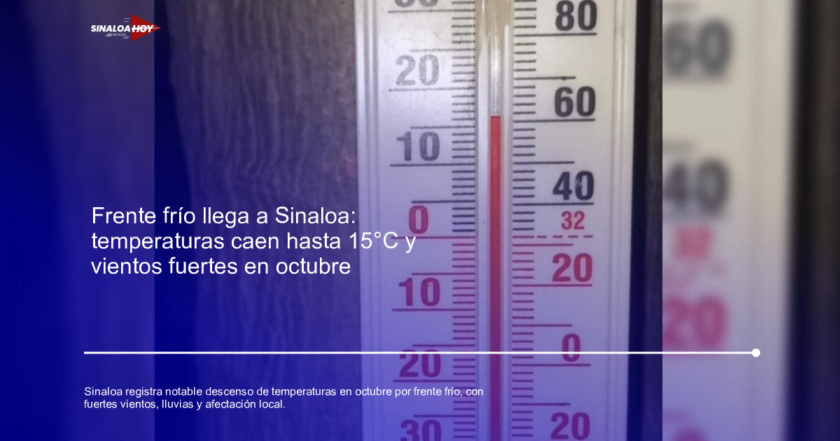 Termómetro en un árbol mostrando 20 grados Celsius en Sinaloa.