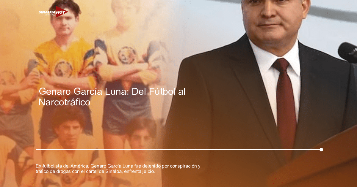 Genaro García Luna en su juventud como futbolista y en un evento formal, reflejando su cambio de rumbo.