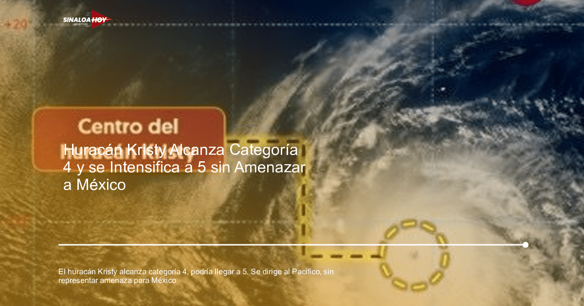 Mapa satelital del huracán Kristy con su centro y trayectoria sobre el océano.