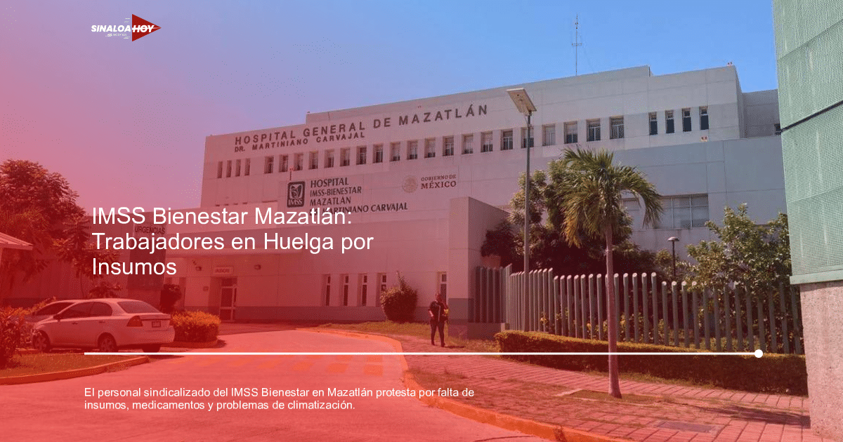 Fachada del Hospital General de Mazatlán con áreas verdes y coche estacionado