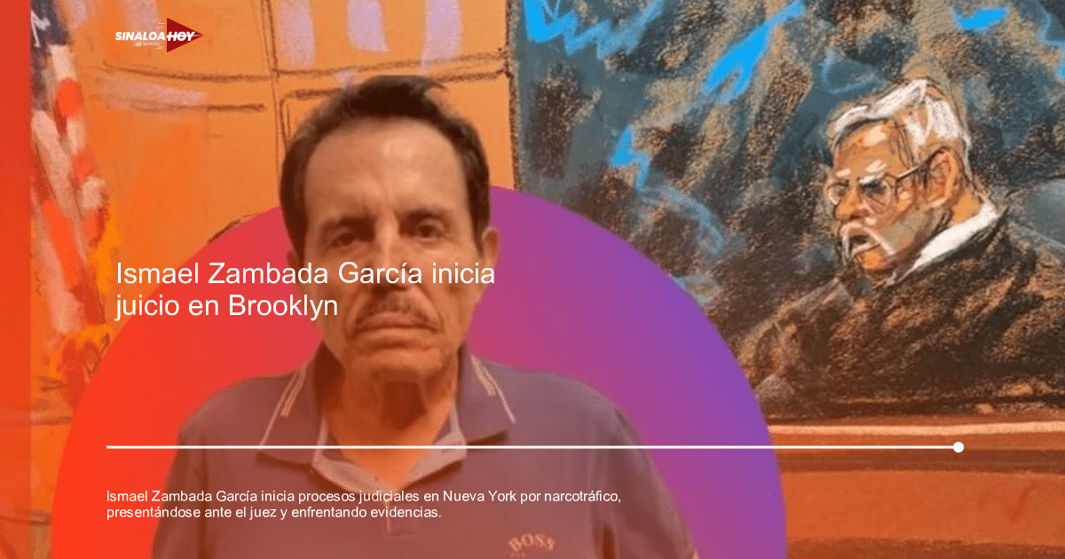 Hombre de mediana edad con bigote en entorno judicial, con dibujo de juez y bandera al fondo.