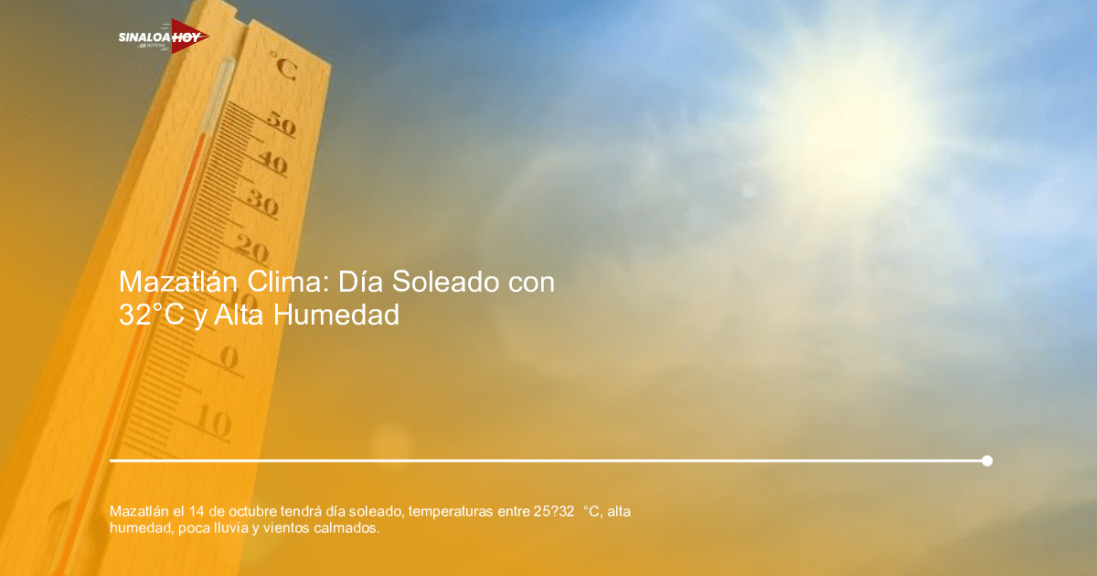 Termómetro de madera marcando temperatura en un día soleado con cielo azul en Mazatlán.