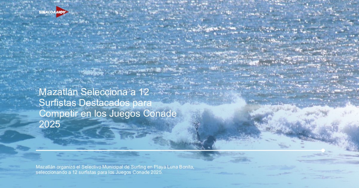 Surfista en Playa Luna Bonita durante el Selectivo Municipal de Surfing en Mazatlán