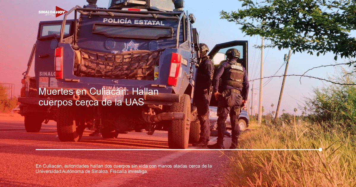 Policía Estatal de Sinaloa en carretera tras hallazgo de cuerpos