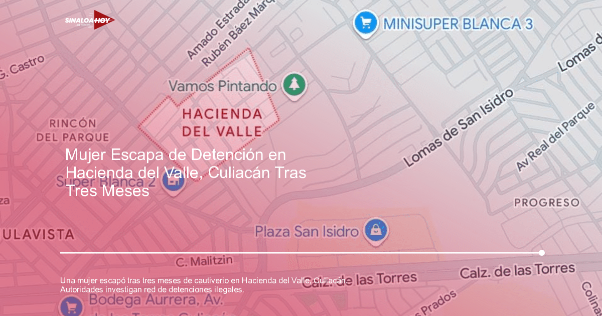 Mapa de Hacienda del Valle con puntos de interés y calles destacadas