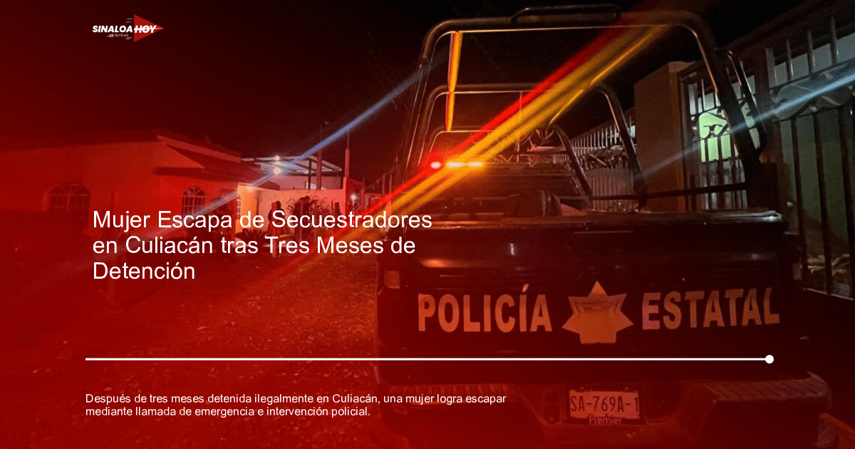 Vehículo policial con luces encendidas en un entorno nocturno, relacionado con un rescate en Culiacán.
