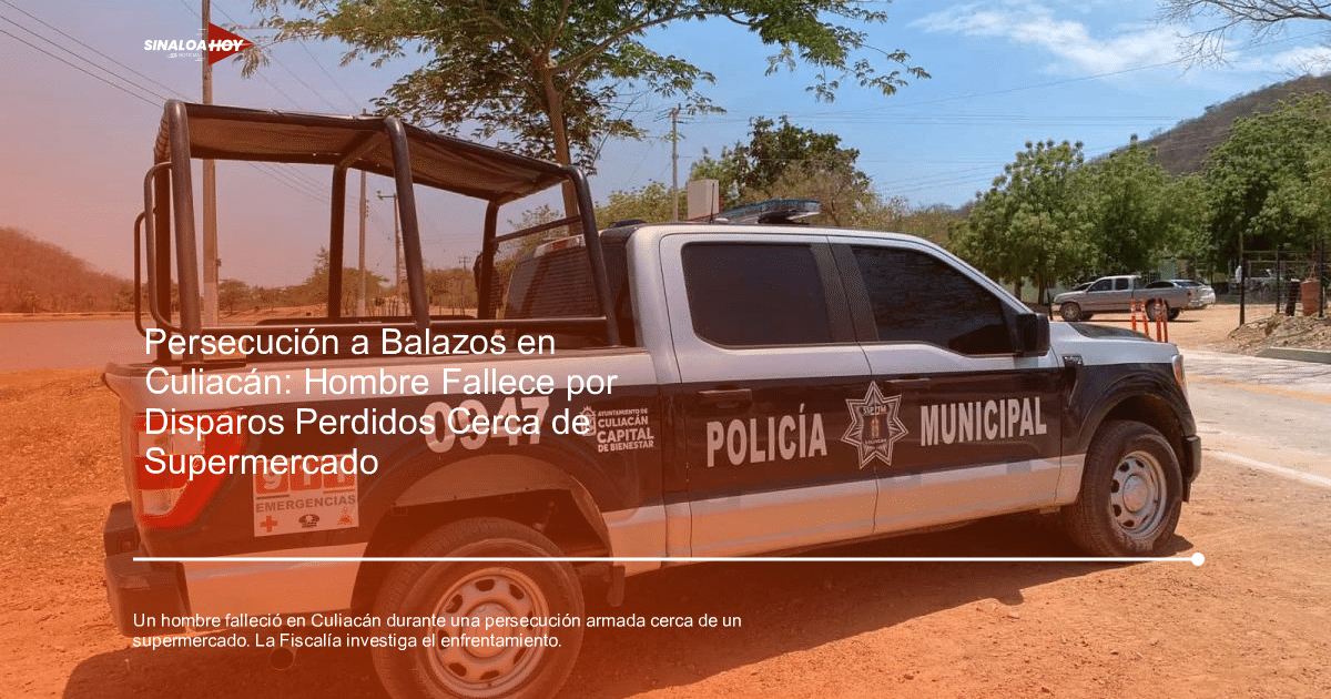 Camioneta de la policía municipal estacionada al aire libre cerca de un cuerpo de agua en Culiacán, Sinaloa.