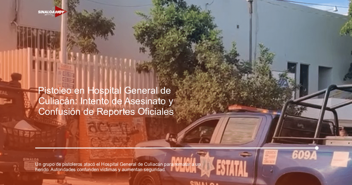 Vehículos de la Policía Estatal de Sinaloa en Culiacán tras incidente en hospital