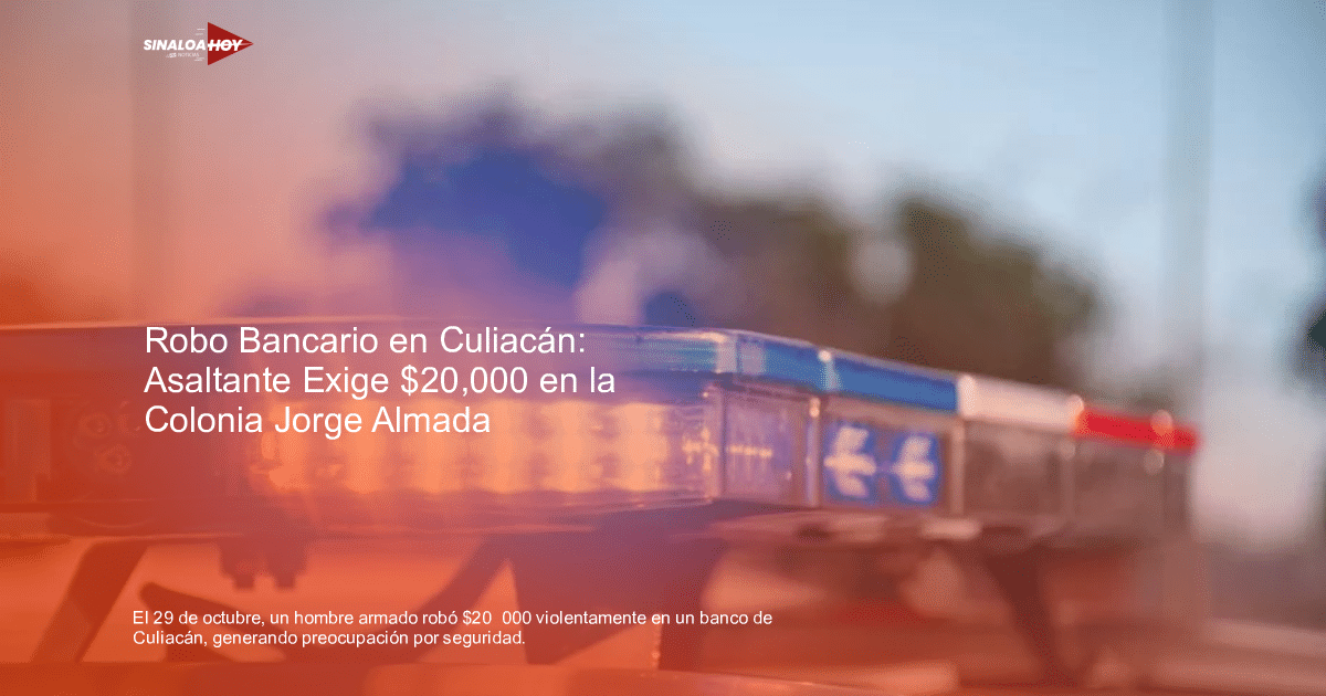Luces intermitentes azules y rojas de un vehículo policial en Culiacán