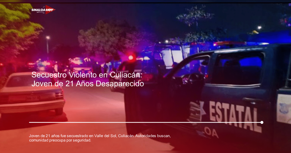 Operativo nocturno en Culiacán con autos de policía y luces de emergencia.