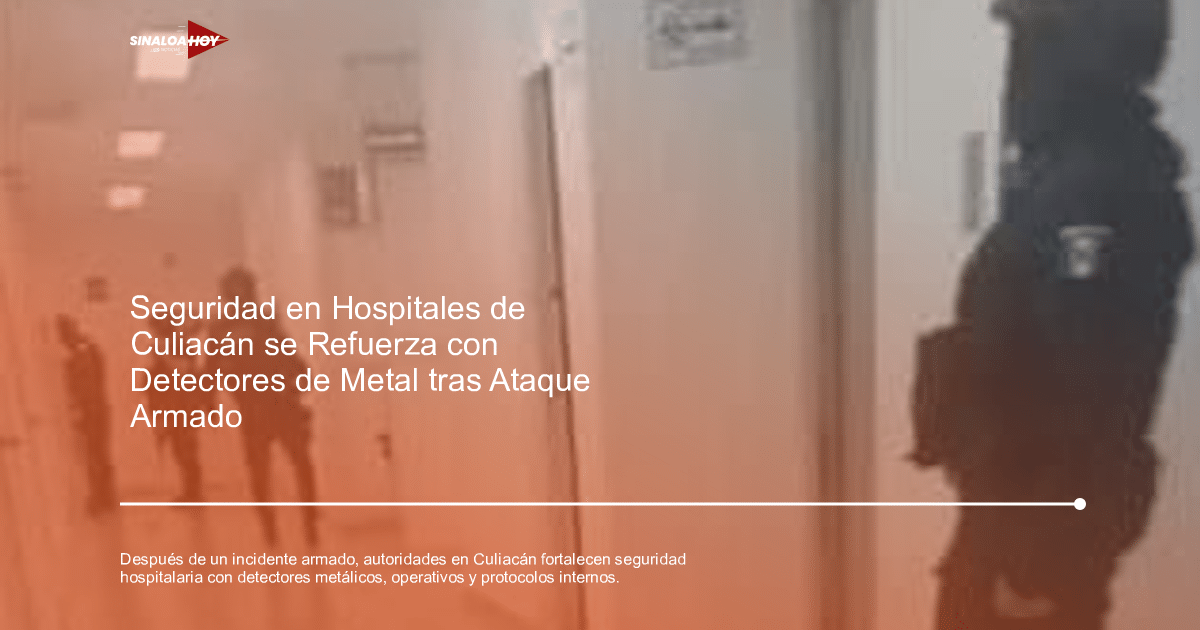 Agentes de seguridad en un pasillo iluminado, reforzando la seguridad en hospitales de Culiacán.