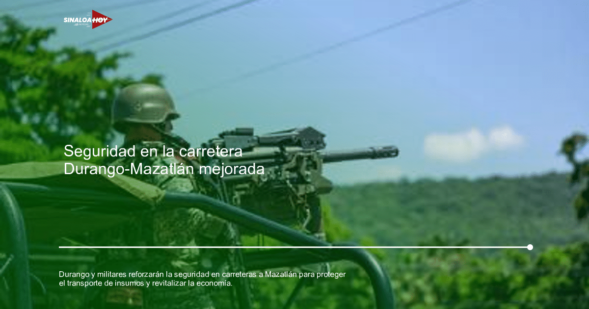 Soldado con ametralladora en vehículo militar en la ruta Durango-Mazatlán