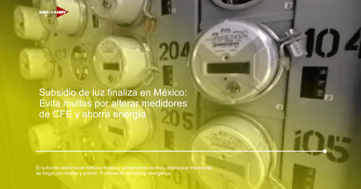 Medidores eléctricos en una pared, relacionados con el fin del subsidio de luz en México.