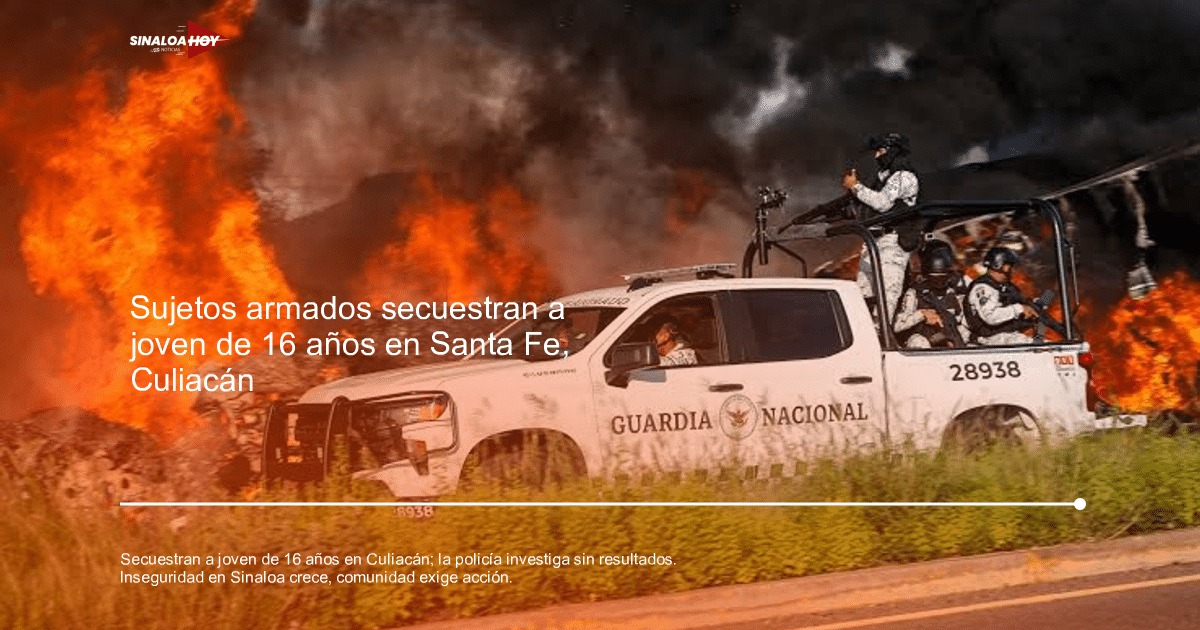 Camioneta de la Guardia Nacional con llamas y humo negro en Culiacán