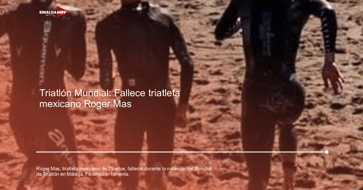 Tres triatletas en trajes de neopreno caminando en la playa, homenaje a Roger Mas.