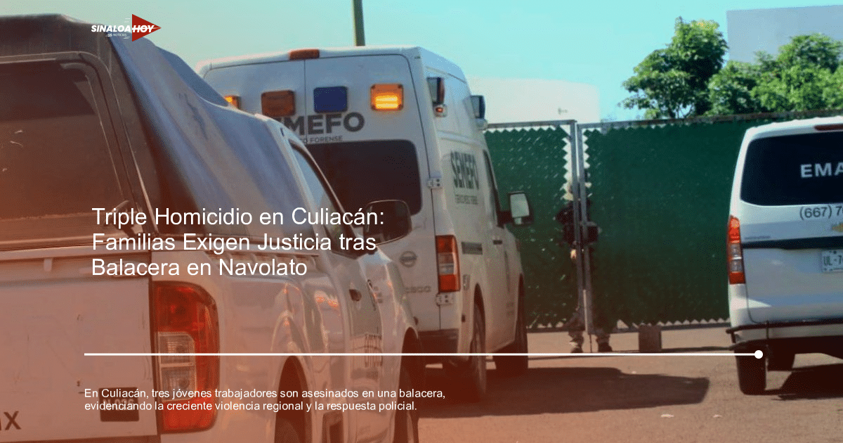 Vehículos de emergencia en Culiacán, incluyendo una camioneta blanca y una unidad con luces, con un portón verde al fondo.