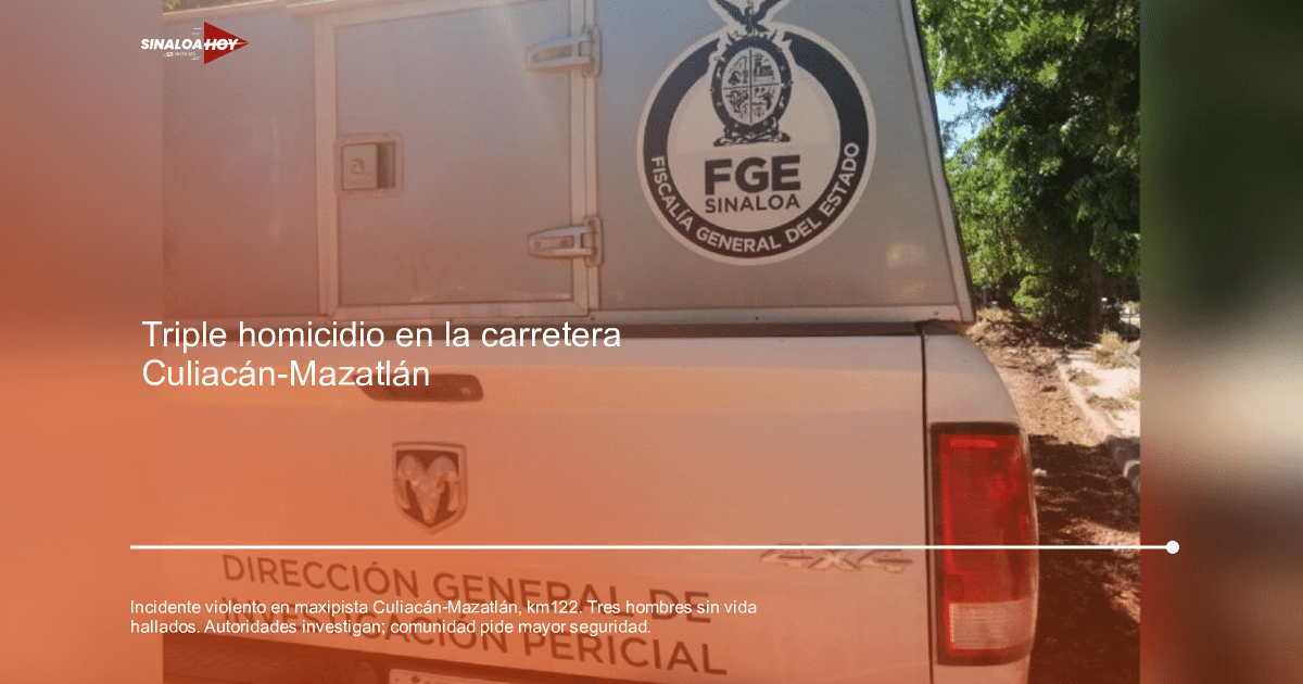 Camioneta de la Fiscalía de Sinaloa en escena de crimen en Culiacán-Mazatlán