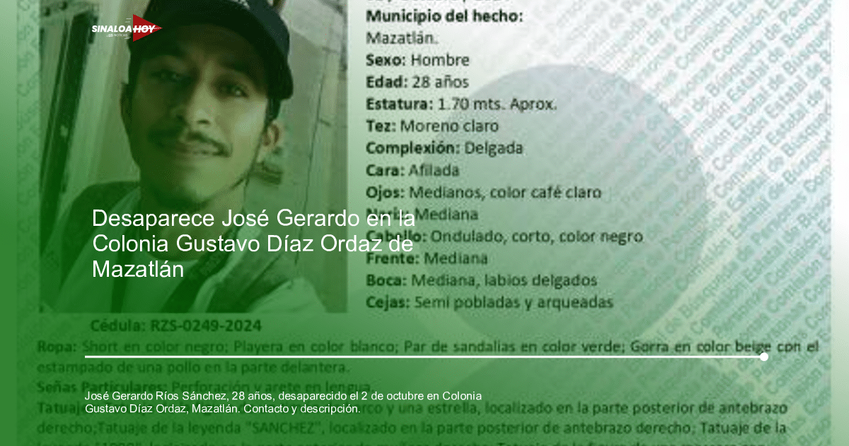 . Mazatlán, . Sinaloa, Comisión Estatal de búsqueda de personas desaparecidas., desaparicion, Persona Desaparecida