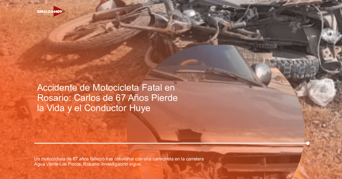 Motocicleta volcada y camioneta dañada en accidente en carretera Agua Verde-Los Pozos