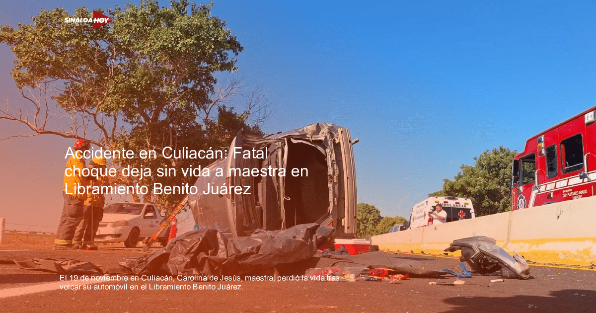 Accidente automovilístico con vehículo volcado y rescatistas en Culiacán